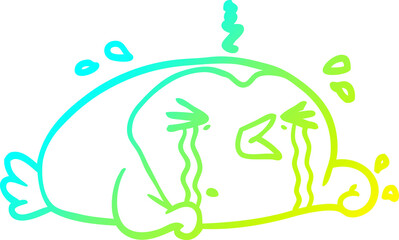 cold gradient line drawing crying penguin