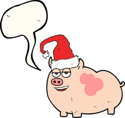 speech bubble cartoon christmas pig