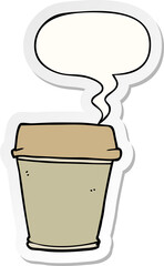 cartoon take out coffee and speech bubble sticker