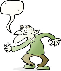 cartoon goblin with speech bubble