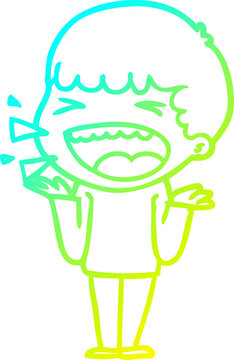 recommend clip art: cold gradient line drawing cartoon laughing man