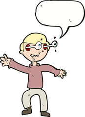 cartoon amazed boy with speech bubble