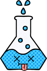 comic book style cartoon science beaker