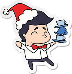 christmas sticker cartoon of kawaii boy