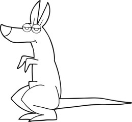 black and white cartoon kangaroo