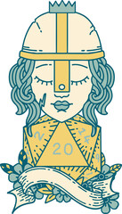 human fighter with natural twenty dice roll illustration