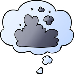 cartoon cloud and thought bubble in smooth gradient style