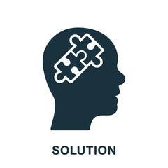 Creation Idea, Person's Brain and Jigsaw Pieces Glyph Pictogram. Puzzle in Human Head Solution Concept Silhouette Icon. Brainstorm Intellectual Process Solid Symbol. Isolated Vector Illustration