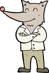 cartoon wolf in shirt