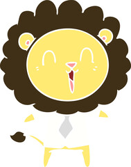 laughing lion flat color style cartoon
