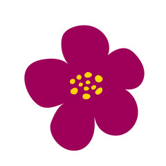 Simple flat floral doodle spring lowers five petals purple