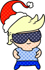 christmas cartoon of kawaii boy