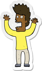 sticker of a cartoon terrified man