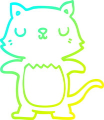 cold gradient line drawing cartoon cat