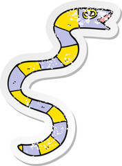 distressed sticker of a cartoon snake