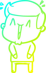 cold gradient line drawing cartoon excited man