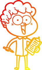 warm gradient line drawing cartoon happy man
