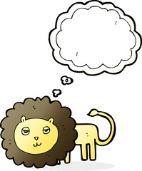 cartoon lion with thought bubble