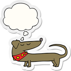 cartoon dog and thought bubble as a printed sticker