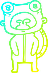 cold gradient line drawing cartoon weird alien communicating