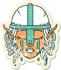 crying elven fighter character face illustration
