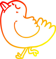 warm gradient line drawing cartoon arrogant bird