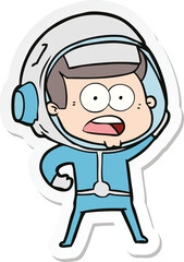 sticker of a cartoon surprised astronaut