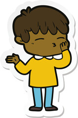 sticker of a cartoon curious boy