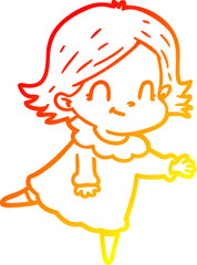 warm gradient line drawing cartoon friendly girl