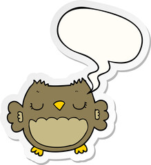cute cartoon owl and speech bubble sticker