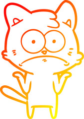 Obraz premium warm gradient line drawing cartoon nervous cat