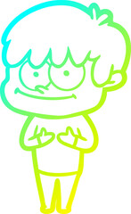 cold gradient line drawing happy cartoon man