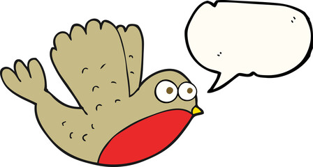 speech bubble cartoon flying christmas robin