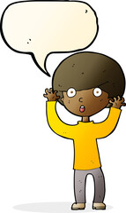 cartoon startled boy with speech bubble