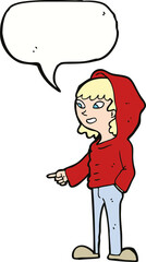 cartoon pointing teenager with speech bubble