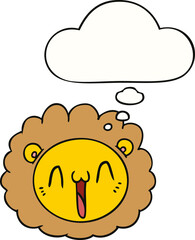 cartoon lion face and thought bubble