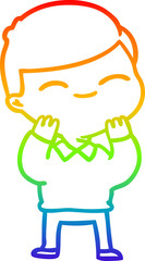 rainbow gradient line drawing cartoon smiling boy