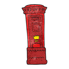 textured cartoon british post box