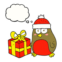 thought bubble cartoon christmas robin