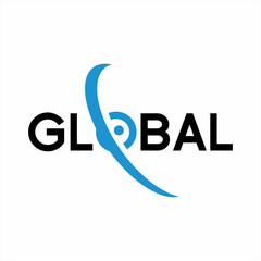 Global logo design with unique symbol on letter O..