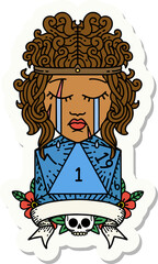 crying human barbarian with natural one roll sticker