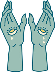 tattoo style icon of mystic hands