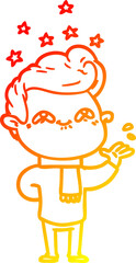 warm gradient line drawing cartoon excited man