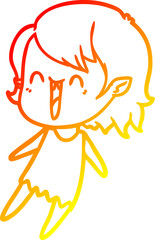 warm gradient line drawing cute cartoon happy vampire girl