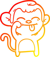 warm gradient line drawing funny cartoon monkey
