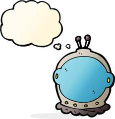cartoon astronaut helmet with thought bubble