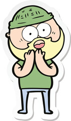 sticker of a cartoon surprised bearded man