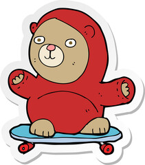 sticker of a cartoon bear on skateboard