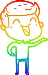 rainbow gradient line drawing cartoon man laughing
