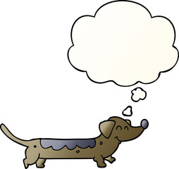 cartoon dog and thought bubble in smooth gradient style